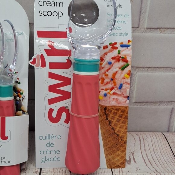 Joie Swirl 4pc Spoons And Scoop Set, Pink Teal Retro Look - Picture 3 of 7